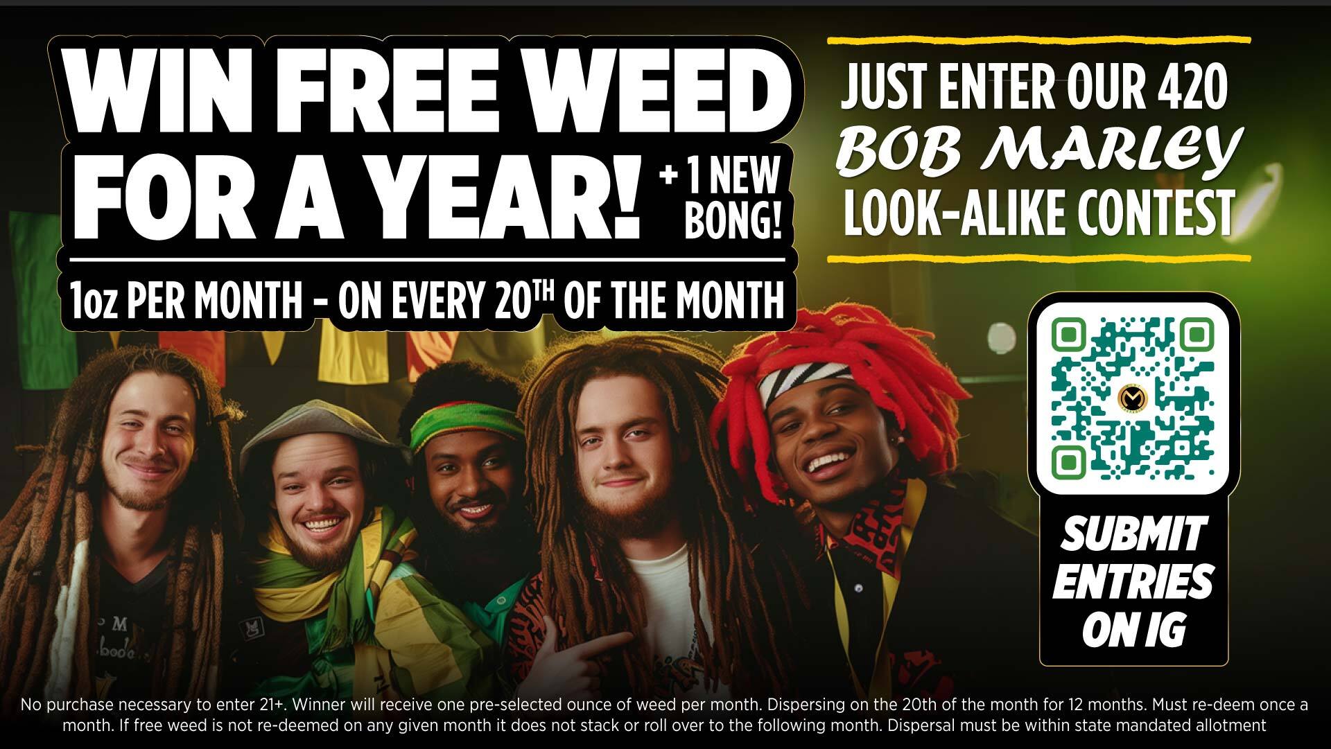 Contestant dressed as Bob Marley at Arizona's 420 Mega Sale Event