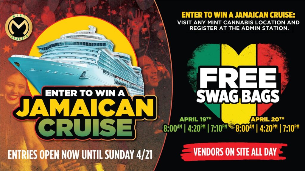 Luxurious Jamaican cruise ship sailing through the clear blue Caribbean waters at sunset