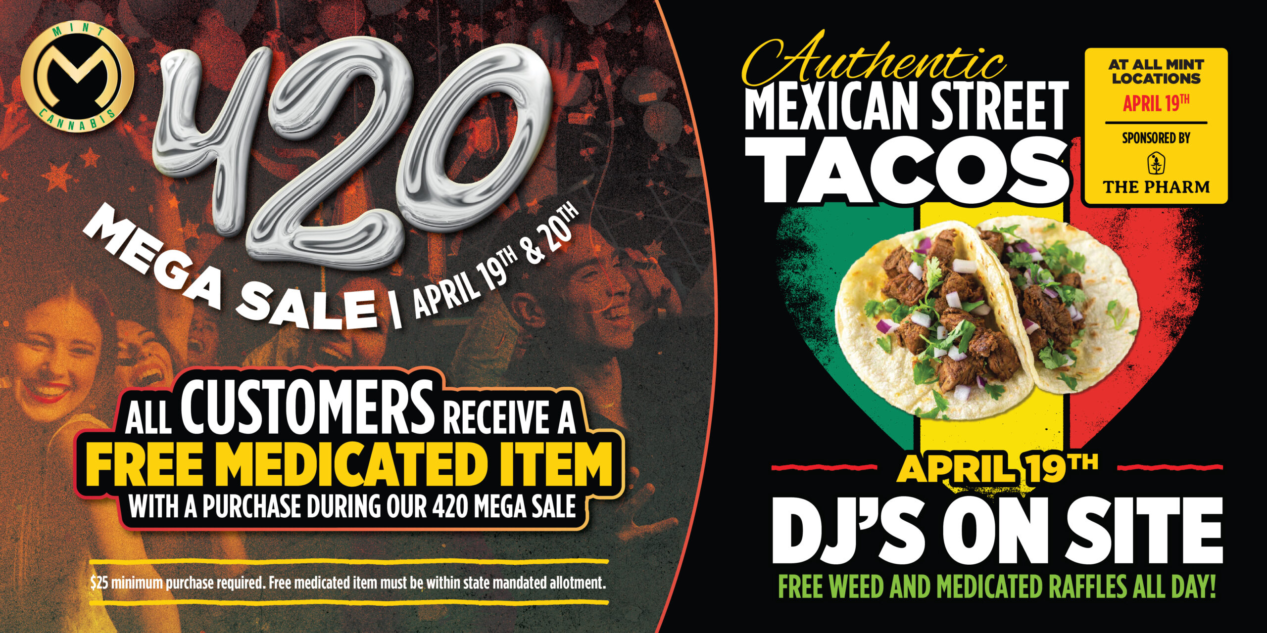 Mint Cannabis 420 Event Banner with Jamaican Cruise Giveaway on April 19th